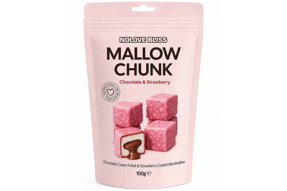 NOLOVE Mallow Chunk Chocolate & Strawberry 100g